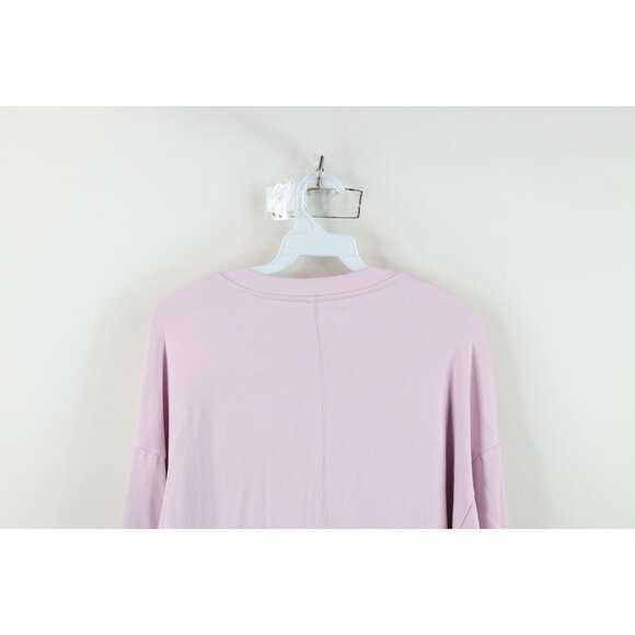 Fabletics Womens XXS Blank Oversized Baggy Fit Yoga Gym V-Neck Sweatshirt Pink - Picture 13 of 14